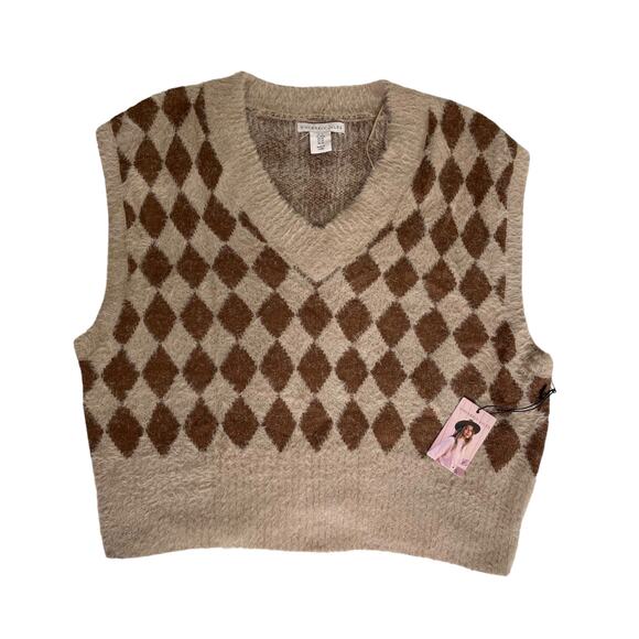 Sincerely Jules Cropped Tan Sweater Vest Sz M - Picture 1 of 7